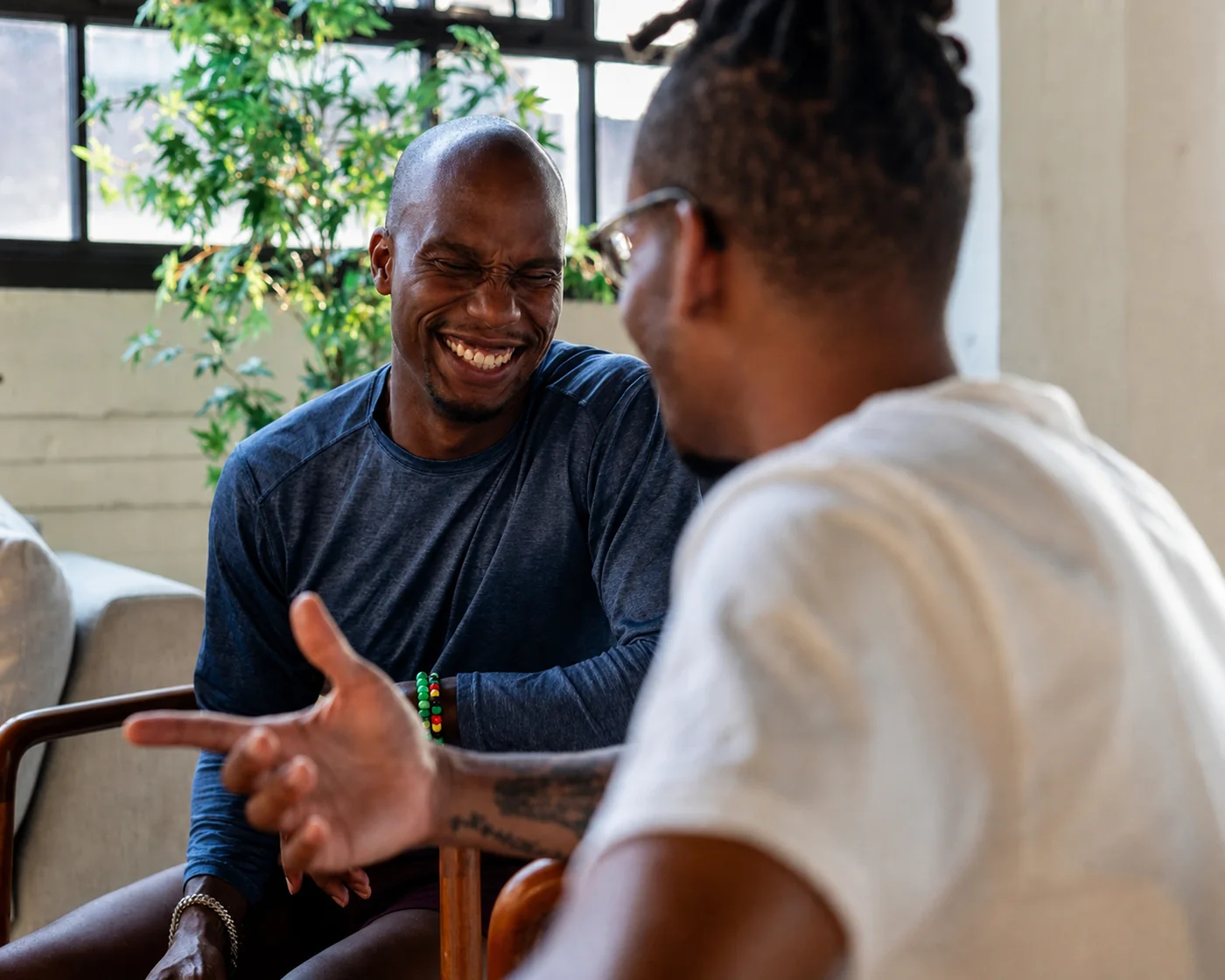 Counselor having a supportive conversation